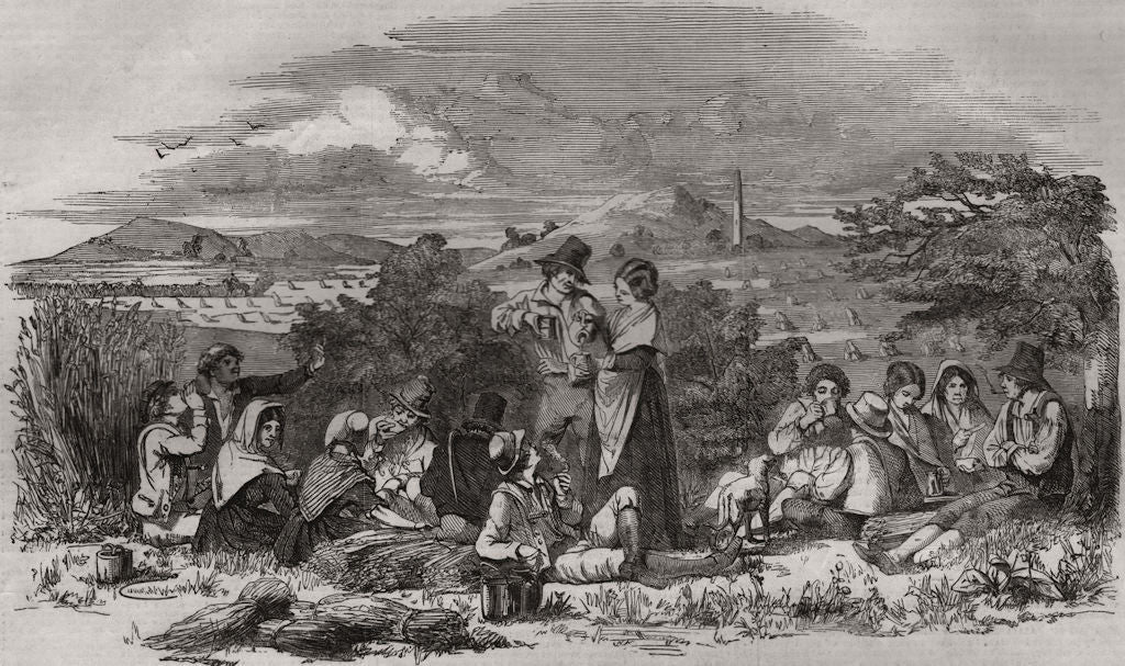 Harvest in Kilkenny. Ireland 1852 old antique vintage print picture